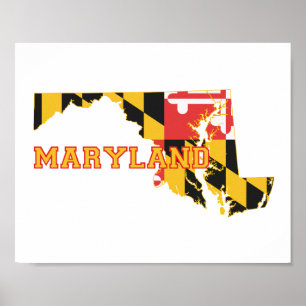Poster Sinalizador e Mapa do Estado de Maryland