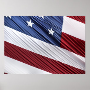 Poster Sinalizador Patriótico Americano Vermelho, Branco