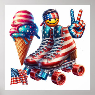 Poster Sinalizador Patriótico do anos 80 Retroativo