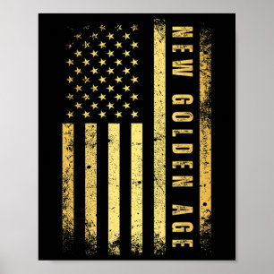 Poster Sinalizador Usa de Nova Cor do Ouro de Idade do Ou