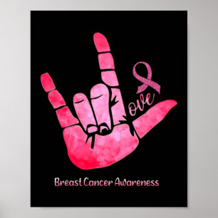 Poster Sinalizar Amor Advertência ao Cancer da Mama Cor d