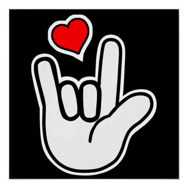 Pôster Sinalizar Idioma Que Eu Te Amo (Frente)