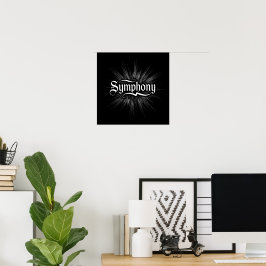 Poster "Sinfonia" Arte de Parede Preta e Branco com Abstr