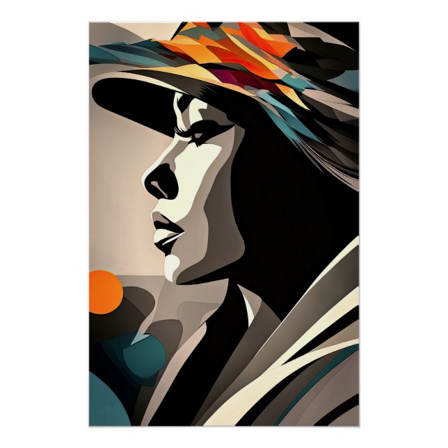 Pôster Sinfonia de Cores em Rosto Abstrato (Frente)