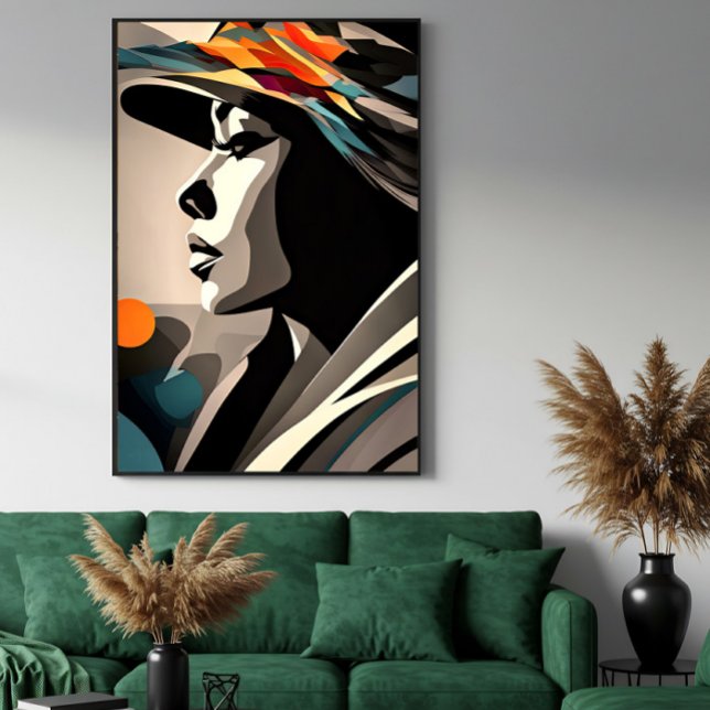 Poster Sinfonia de Cores em Rosto Abstrato (Criador carregado)