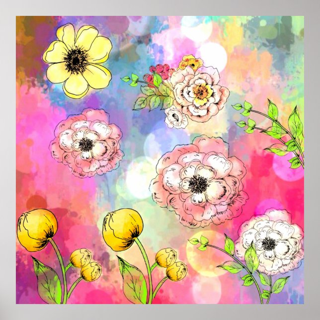 Pôster Sinfonia de cores pingar tinta arte curando amor, (Frente)