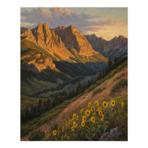 Pôster Sinfonia do Alpenglow: Picos Dourados Protegendo o