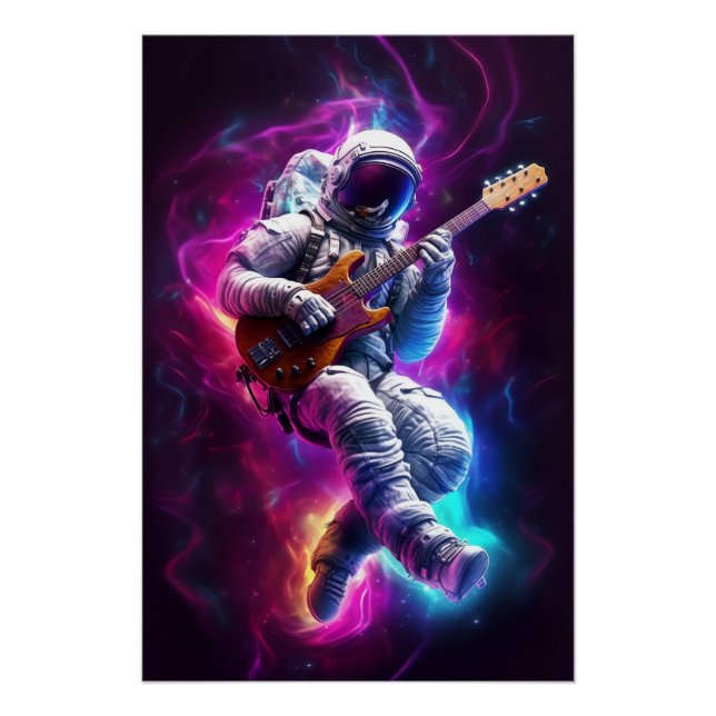 Pôster Sinfonia do Void | Astronauta Neon Cyberpunk (Frente)