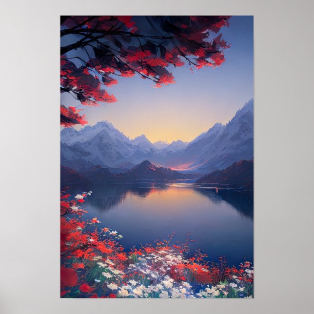 Poster Sinfonia Floral do Lago Montanha (Frente)