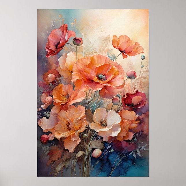 Poster Sinfonia Floral - Flores Vermelhas Poppy Flores Aq (Frente)