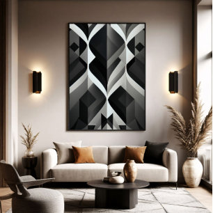 Poster Sinfonia Geométrica em Preto e Branco
