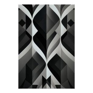 Pôster Sinfonia Geométrica em Preto e Branco