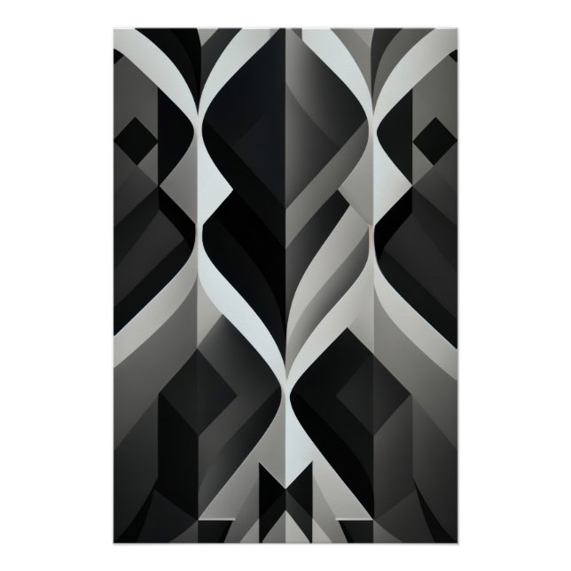 Pôster Sinfonia Geométrica em Preto e Branco (Frente)