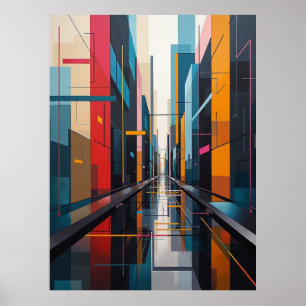 Poster Sinfonia Urbana: Ritmo Geométrico Abstrato da Cida