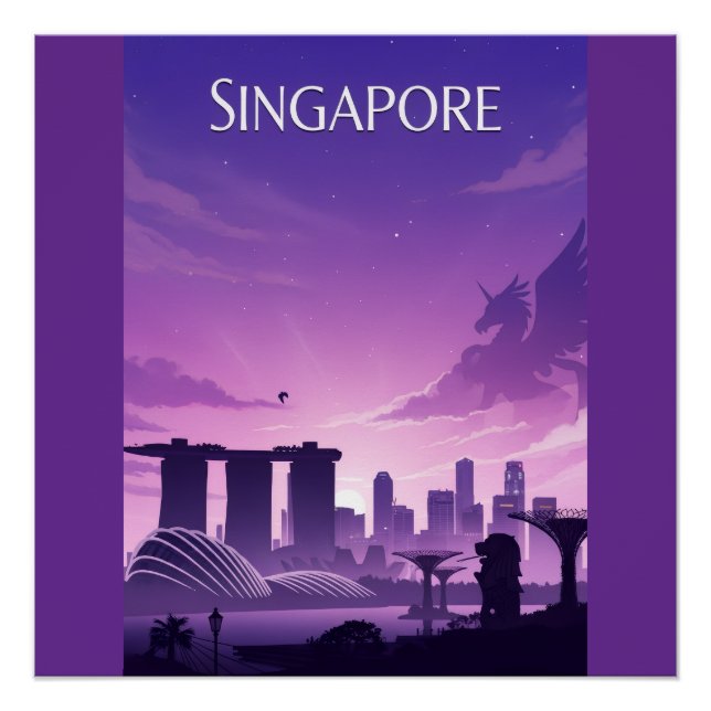 Pôster Singapore Skyline (Frente)