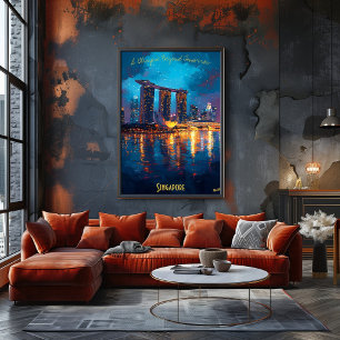 Poster Singapura ao Crepúsculo - Uma Paisagem Urbana Desl