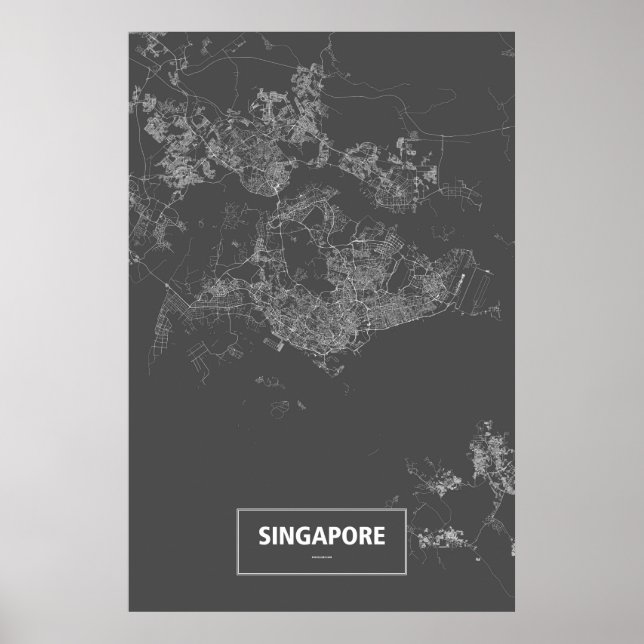 Pôster Singapura (branco no preto) (Frente)