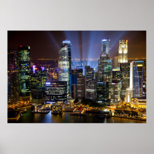 Pôster Singapura downtown à noite