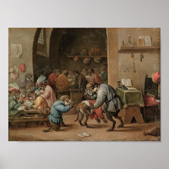 Poster Singerie: Macacos Atuando como Humanos na Escola d (Frente)