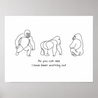 Poster Single line art - gorilla