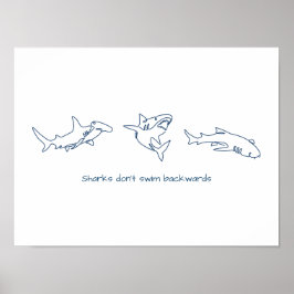 Poster Single line art - shark
