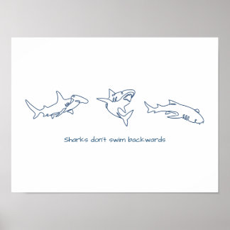 Poster Single line art - shark