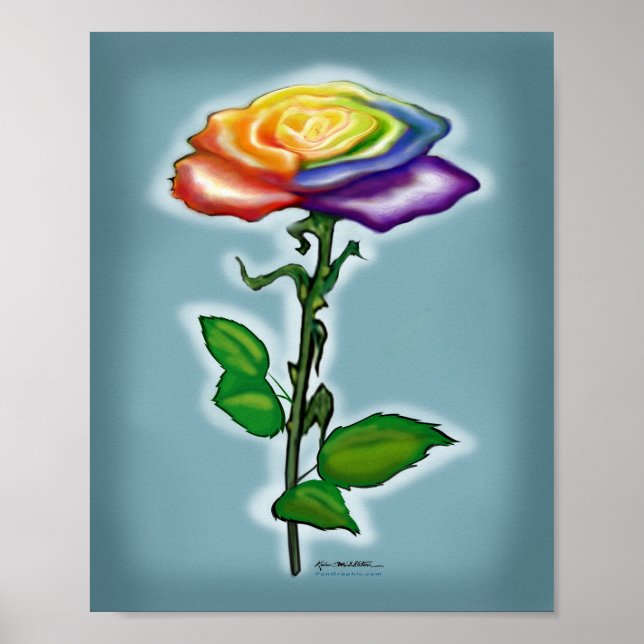 Poster Single Rainbow Rose (Frente)
