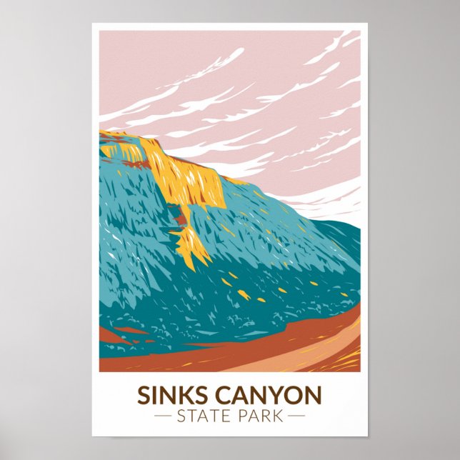 Poster Sinks Canyon State Park Wyoming Vintage (Frente)