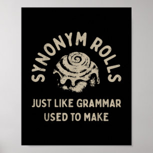 Poster Sinônimo Rolls Piada Rolls Cinnamon Rolls Grammar