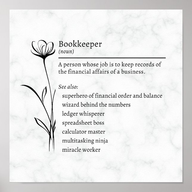 Poster Sinônimos Engraçados de Definição do Bookkeeper (Frente)