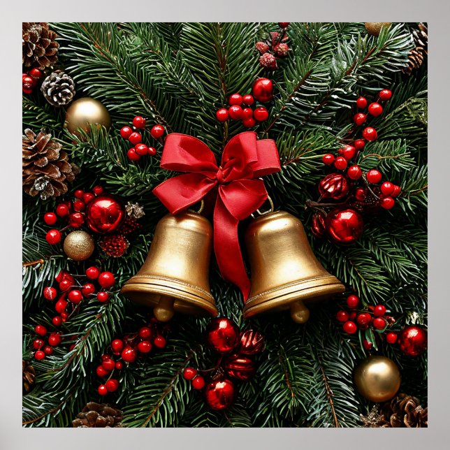 Poster Sinos de Natal Dourados em Decorações de Sempre-Ve (Frente)