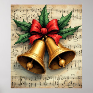 Poster Sinos de Natal em partitura