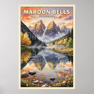 Poster Sinos Maroon Colorado Viagem Vintage
