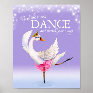 Poster Sinta a música dançar ballet cisne berçário arte