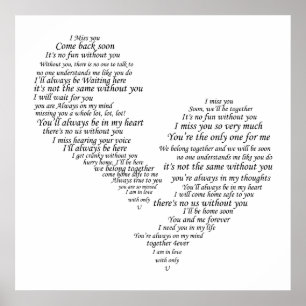 Pôster Sinto Sua Falta - Coração Separado Quebrado