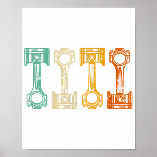 Poster Sintonizador de Vintagem Mecânica do Carro Retroat