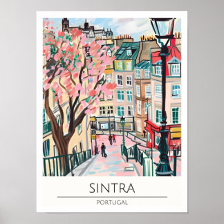 Poster Sintra Portugal Ilustração de Arte Vintage Viagem