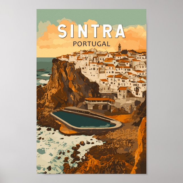 Poster Sintra Portugal Ilustração Viagem Art Vintage (Frente)