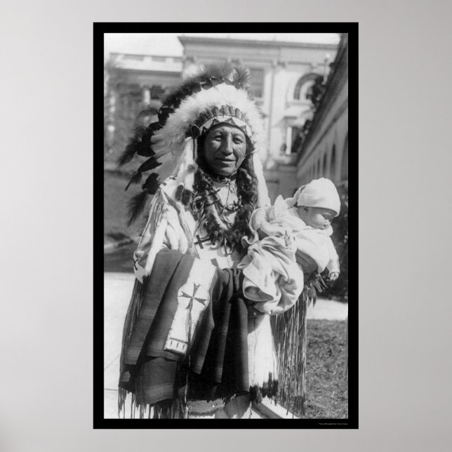 Pôster Sioux Chefe da Coroa e Bebê 1929 (Frente)