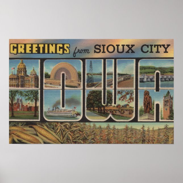 Pôster Sioux City, Iowa - Large Letter Scenes 2 (Frente)