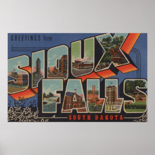 Pôster Sioux Falls, Dakota do Sul - Cenas em Larga Letra