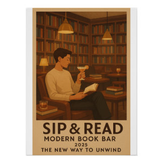 Pôster Sip & Read - Bar moderno do livro