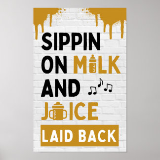 Poster Sippin no Leite e no Sumo Black & Dourado Hip Hop