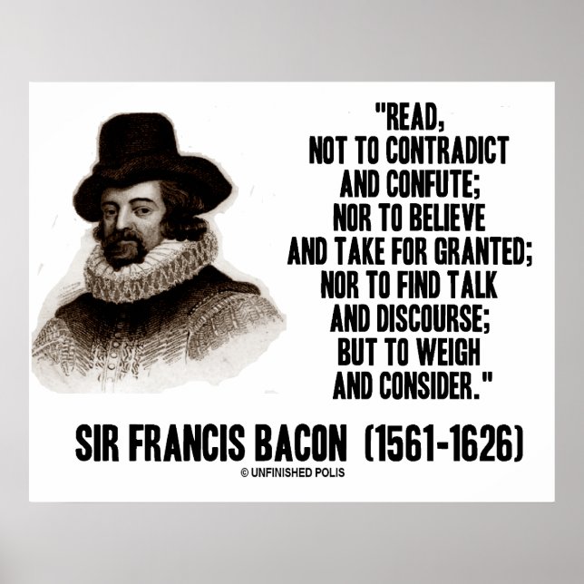 Poster Sir Francis Bacon Lê Para Pesar E Considerar (Frente)