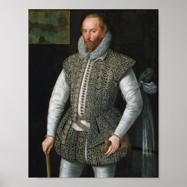 Poster Sir Walter Raleigh Portrait - William Segar (Frente)