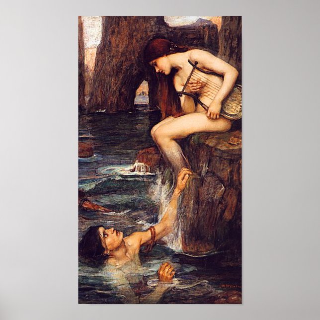 Pôster Siren Pre Raphaelite por John W. Waterhouse (Frente)
