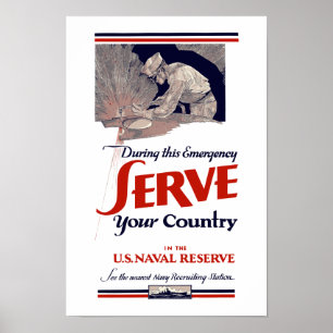 Poster Sirva O Seu País Na Reserva Naval — WW2