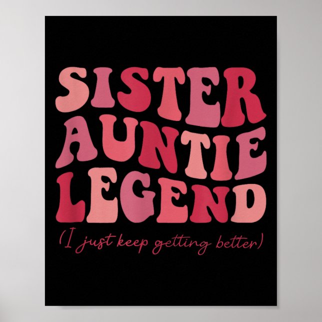 Poster Sister Auntie Legend Groovy Funny Cool Aunties Clu (Frente)