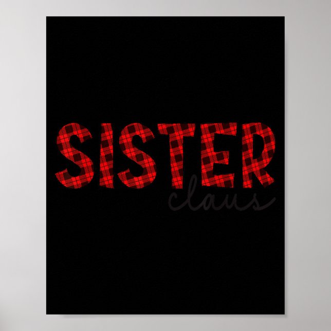 Poster Sister Claus Xmas Christmas Red Plaid Pajama Famil (Frente)