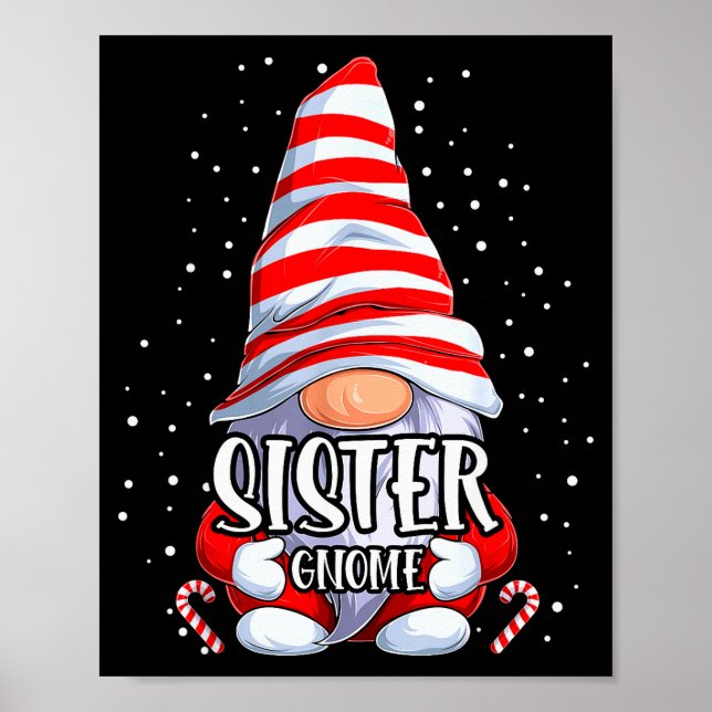 Poster Sister Gnome Christmas Pajamas Matching Family Gro (Frente)